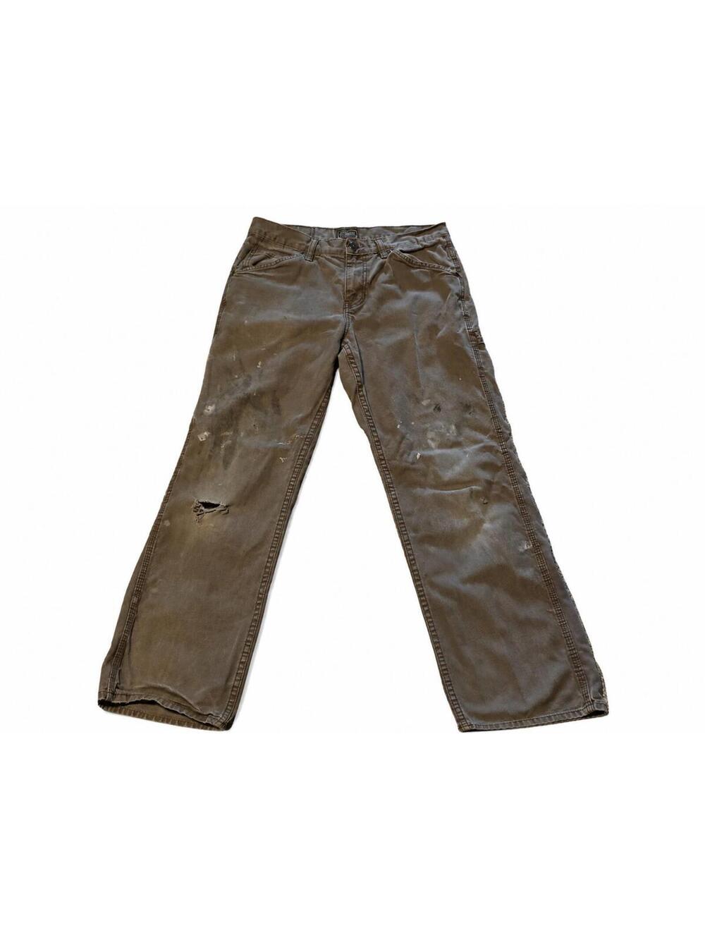 THRASHED CE SCHMIDT 100% COTTON BROWN MEN'S 30x32 CARPENTER CARGO GRUNGE SKATER